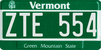 VT license plate ZTE554