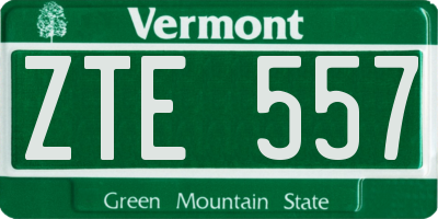 VT license plate ZTE557