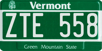 VT license plate ZTE558