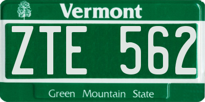 VT license plate ZTE562