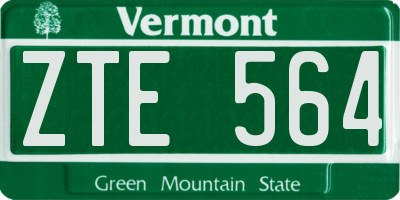 VT license plate ZTE564