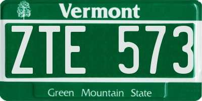 VT license plate ZTE573