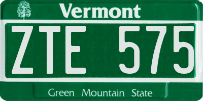 VT license plate ZTE575