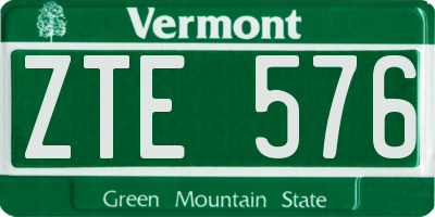 VT license plate ZTE576
