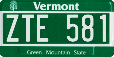 VT license plate ZTE581