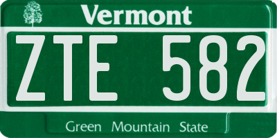 VT license plate ZTE582