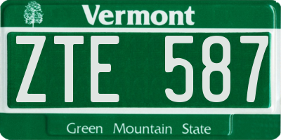 VT license plate ZTE587