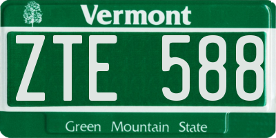 VT license plate ZTE588