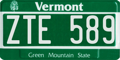 VT license plate ZTE589