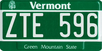 VT license plate ZTE596