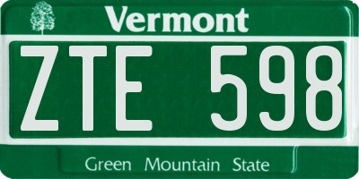 VT license plate ZTE598
