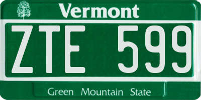 VT license plate ZTE599