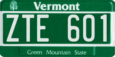 VT license plate ZTE601