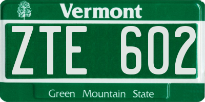 VT license plate ZTE602