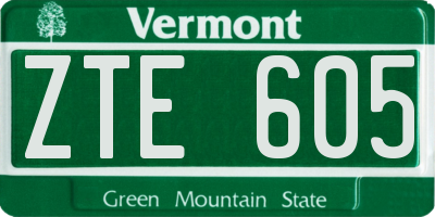 VT license plate ZTE605