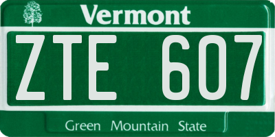 VT license plate ZTE607