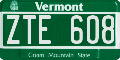 VT license plate ZTE608
