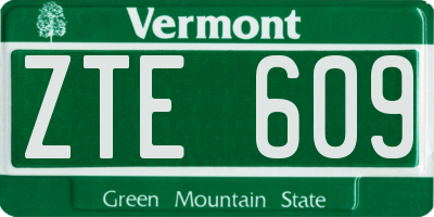 VT license plate ZTE609