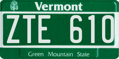 VT license plate ZTE610