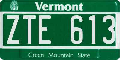 VT license plate ZTE613