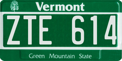 VT license plate ZTE614