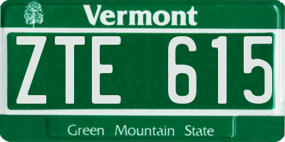 VT license plate ZTE615