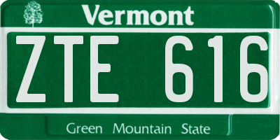 VT license plate ZTE616