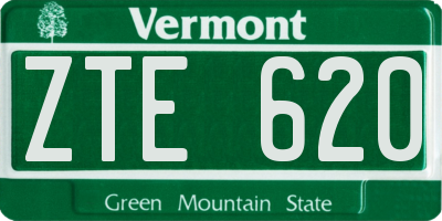 VT license plate ZTE620