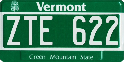 VT license plate ZTE622