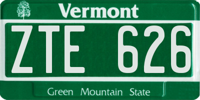 VT license plate ZTE626