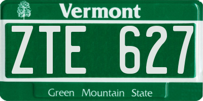 VT license plate ZTE627