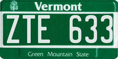 VT license plate ZTE633