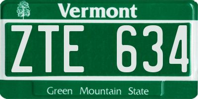 VT license plate ZTE634