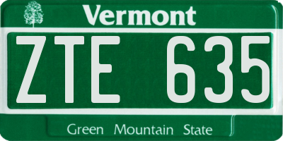 VT license plate ZTE635