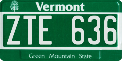 VT license plate ZTE636