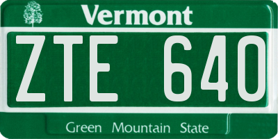 VT license plate ZTE640