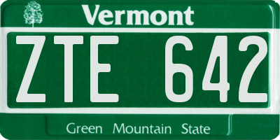VT license plate ZTE642