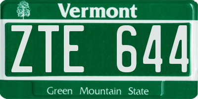 VT license plate ZTE644