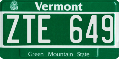 VT license plate ZTE649