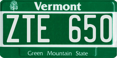 VT license plate ZTE650