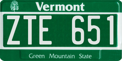 VT license plate ZTE651