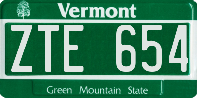 VT license plate ZTE654