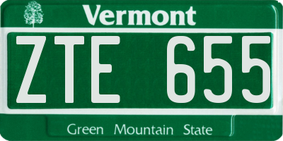 VT license plate ZTE655
