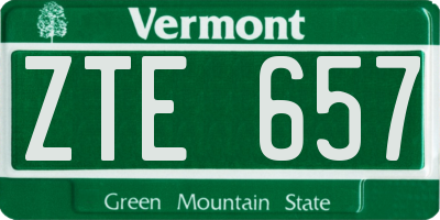 VT license plate ZTE657