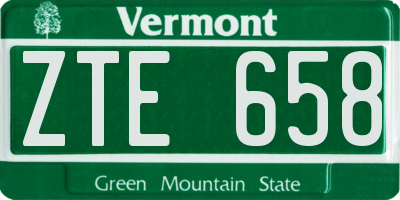 VT license plate ZTE658
