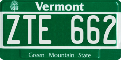 VT license plate ZTE662