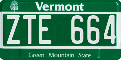 VT license plate ZTE664