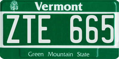 VT license plate ZTE665