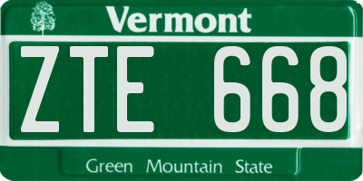 VT license plate ZTE668