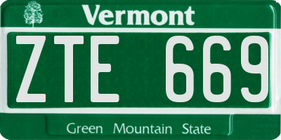 VT license plate ZTE669